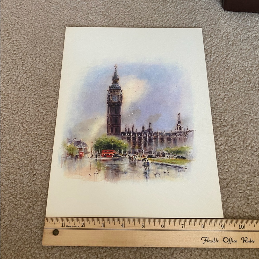 Big Ben London watercolor print Asterio Pascolini vintage - Picture 9 of 10